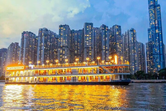 Ben Thanh Princess Luxurious Dining Cruise in Ho Chi Minh City - The Saigon River skyline at night, with a slower pace