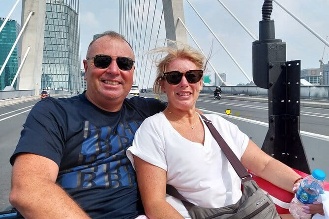Explore HCMC by US Army Jeep: History & Food - Nguyen Hue and the Bitexco skyline views