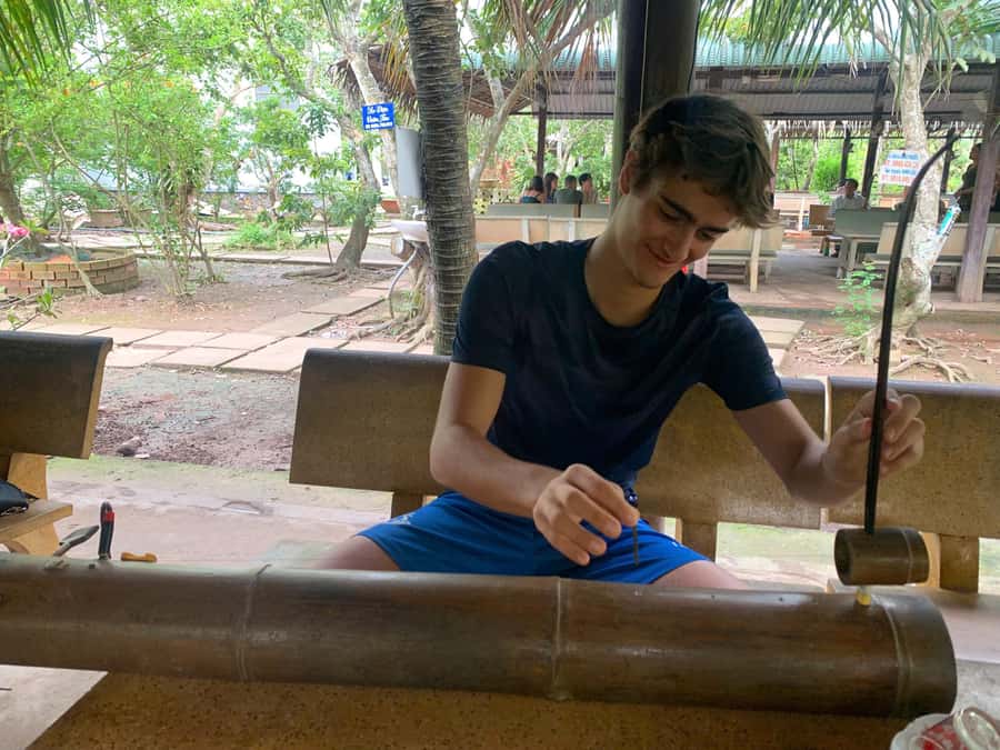 HCM: Authentic Mekong Delta - Boat, TukTuk, Khot Cake Making - Vibes of Southern Craft: Coconut Candy, Honey Tastings, and Grapefruit Country