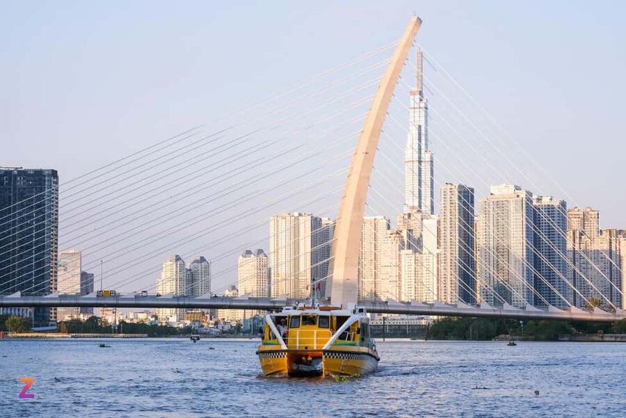 HCMC: Private or Group Sai Gon City Tour with Pickup - Saigon River waterbus from Bach Dang Harbor, skyline at golden hour