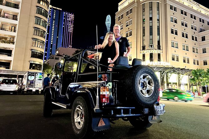 Private Ho Chi Minh by Jeep Evening Tour and Dinner Cruise - 6pm start: the French-colonial landmarks loop, lit up and easy to spot