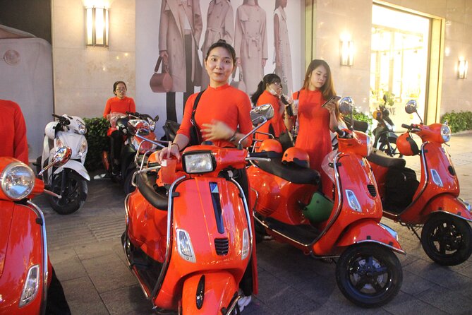 Saigon Vespa By Night Street Food With Female Riders Ao Dai - Coffee Shop Intermission and a Music Bar Finale